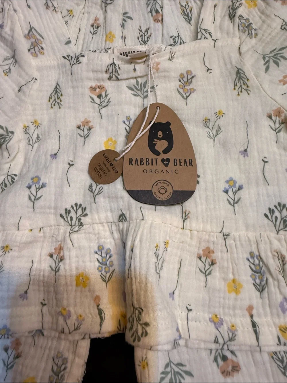 Rabbit & Bear Organic Cream Floral Kids Pajama Set